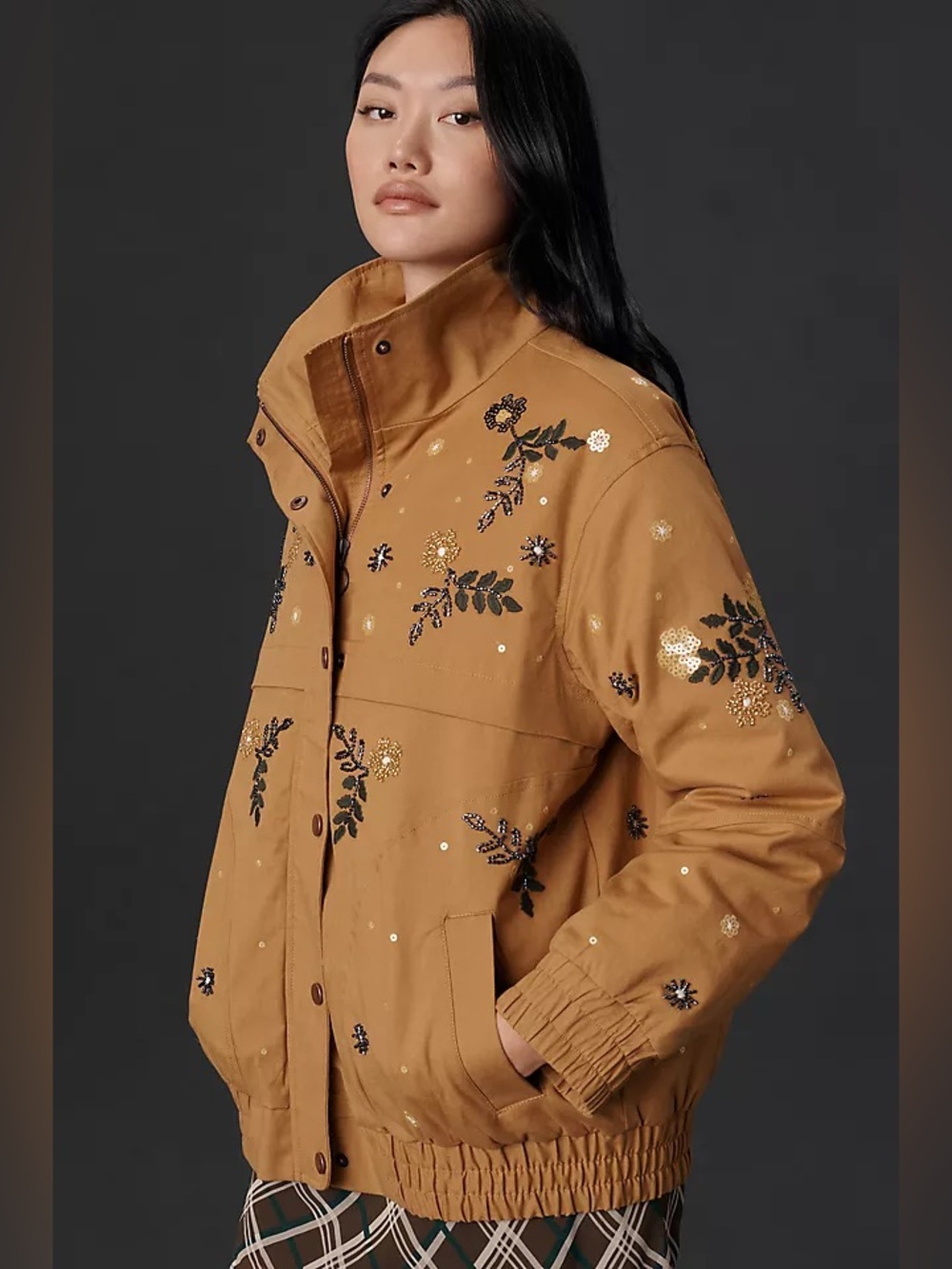 BNWT Pilcro Oversized Beaded Bomber Jacket